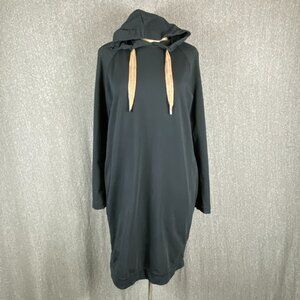 Brunello Cucinelli Pockets Hoodie Dress Womens Large Black Long Sleeve Italian
